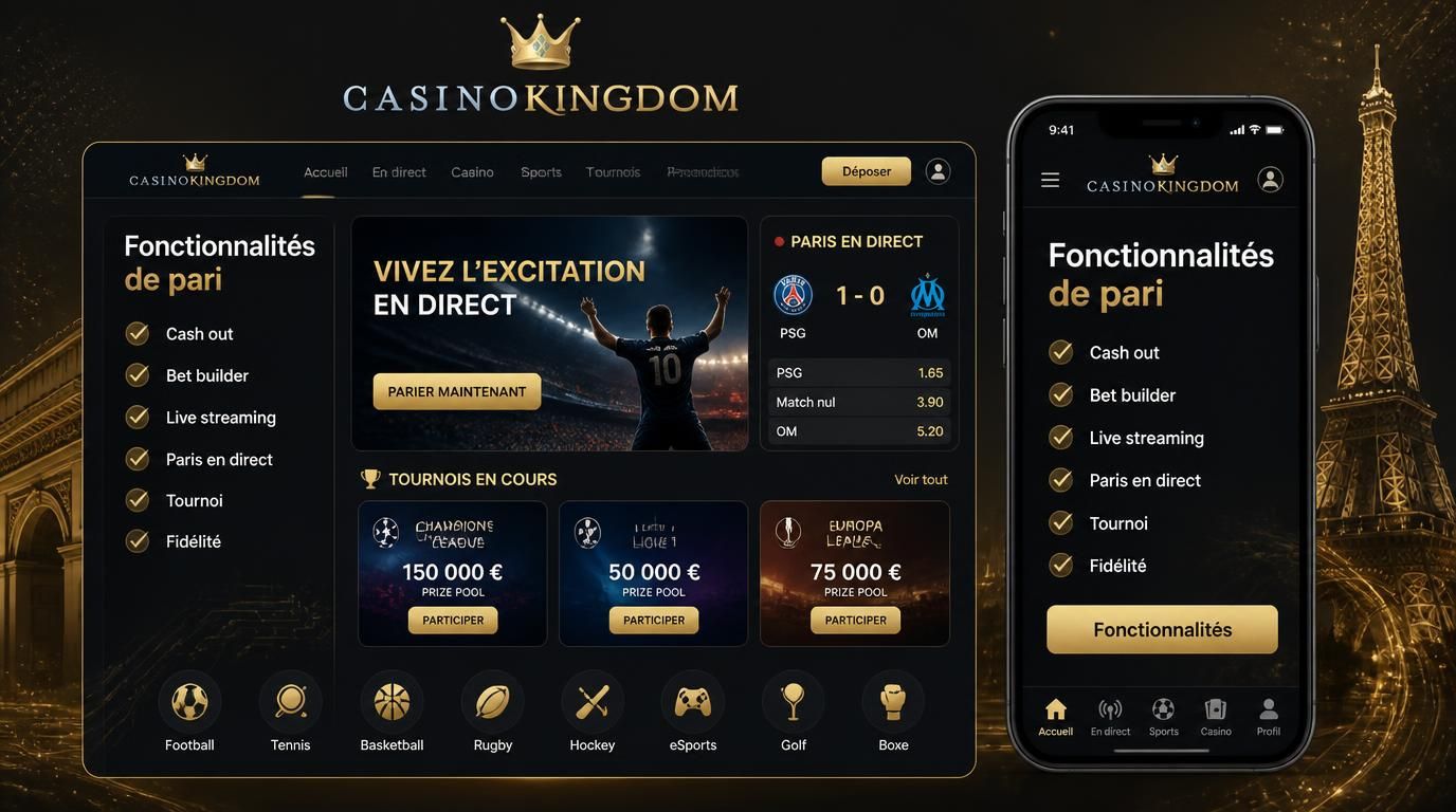 Checklist des options de pari disponibles chez Kingdom Casino