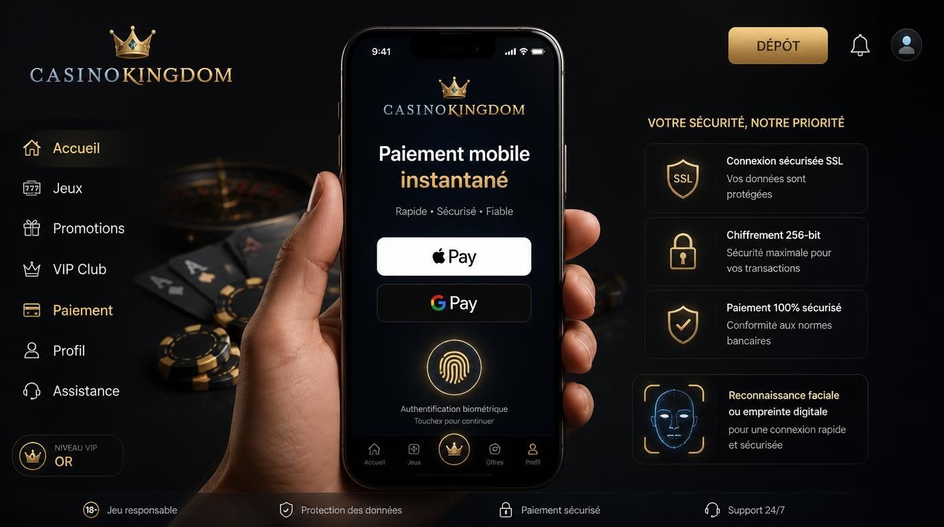Interface smartphone avec options de paiement mobile sécurisées